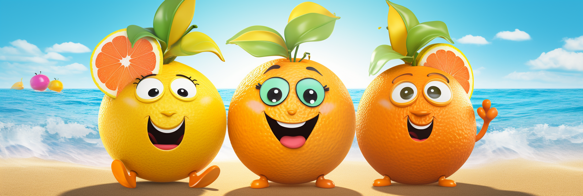 Cartoon Citrus Beach Party